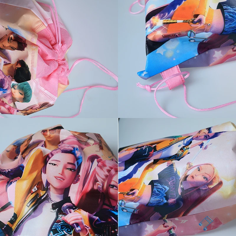 Kpop شيطان الصيادين على ظهره 34*27 سنتيمتر المغني أكياس الأطفال لعبة الرباط حقيبة حفلة الحسنات طفل حفلة عيد ميلاد لوازم الهدايا لعبة