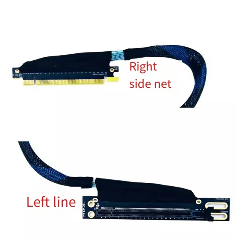 5X PCIE 4,0 X16 GPU servidor tarjeta gráfica Cable de extensión tejido Cable de malla paquete derecho hacia fuera Cable de extensión GEN4, 30Cm