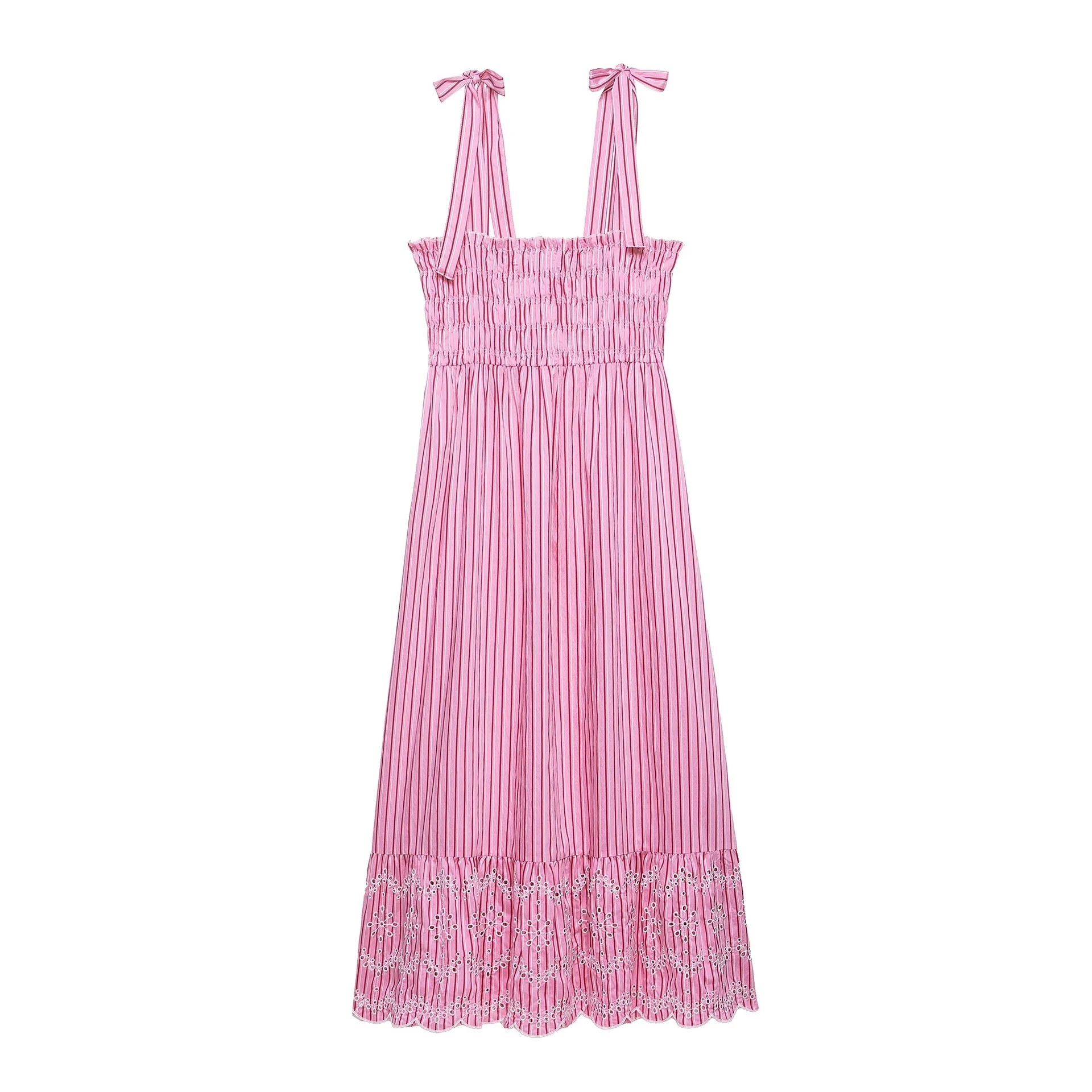 Dave&Di European And American Style Women's Striped Bow Flute Suspender Dress For Women
