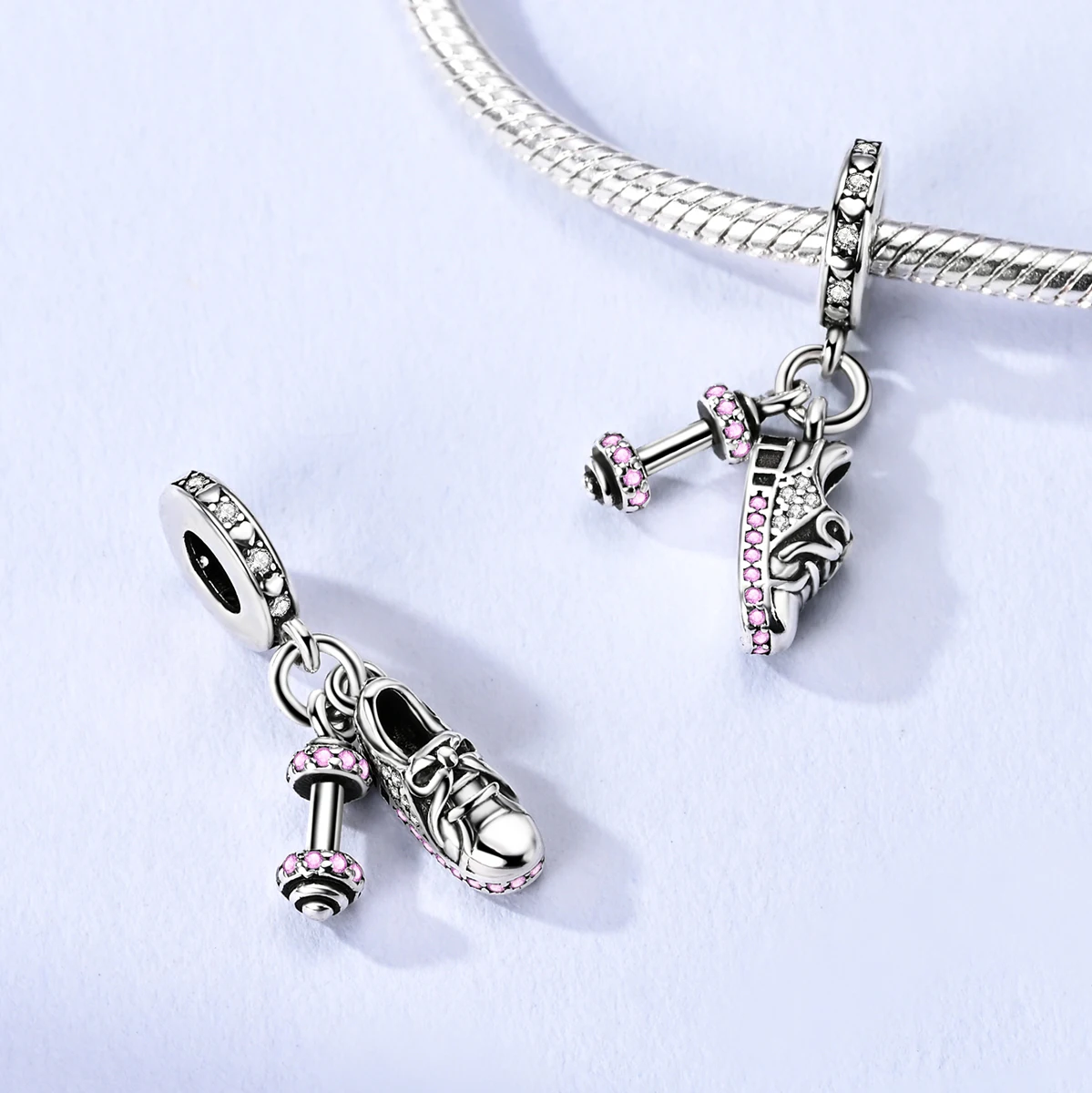 925 Sterling Silver Charms Beads Sports Series Basketball Football Badminton Yoga Boxing Pendant Fit Bracelet DIY Woman Jewelry view 5
