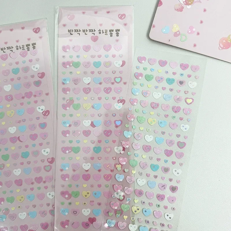 Laege Kawaii Pink Heart Glitter Sparkling Stickers DIY Material for Phone Shell Nail Face Makeup Kids Body Stickers Supplies