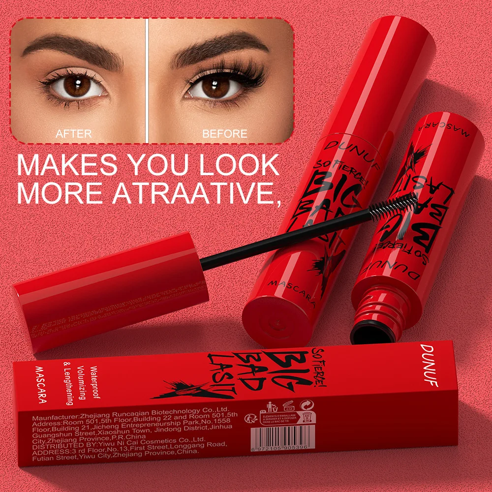 Mascara ultra-fine Curl Mascara per ciglia allungante e spesso Mascara impermeabile senza sbavature Nero Curling naturale Pennello fine Mascara Trucco