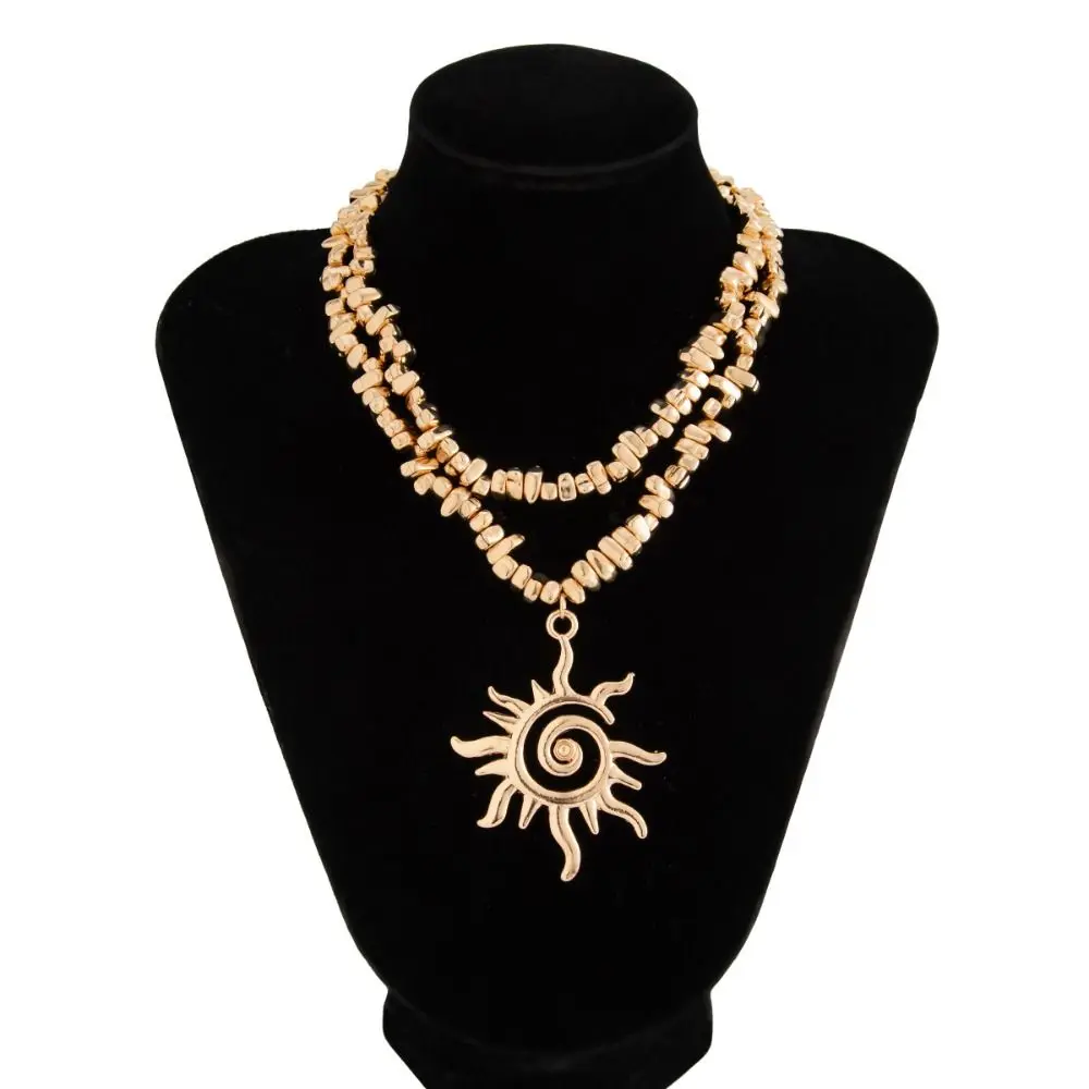 مجوهرات خمر عباد الشمس قلادة تقليد اللؤلؤ الجمالية متعدد الطبقات قلادة Y2K رائعة الخرز سلسلة المختنق الفتيات