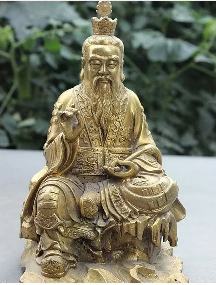 

8 Chinese Brass Taoism Founder Laotse LaoJun Laozi Immortal God Sit Stone Statue