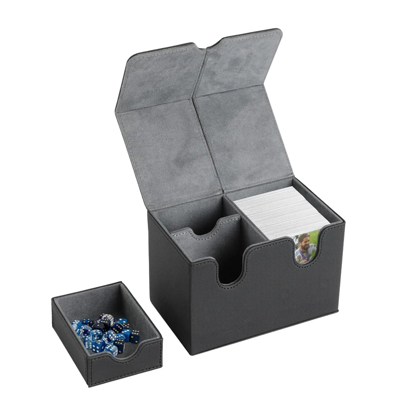 

Card Storage Box Hold More 200 Single Sleeved Cards and Set of Dice, Suitable for TCG PTCG Cards