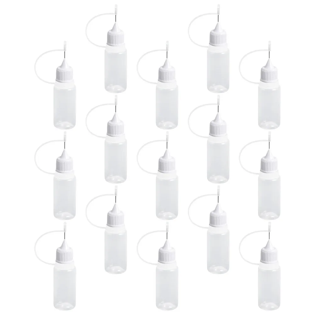 15pcs Transparent Squeeze Bottle For Oil Filling Glue Dispensing Painting Craft Diy Needle Tip Applicator Container