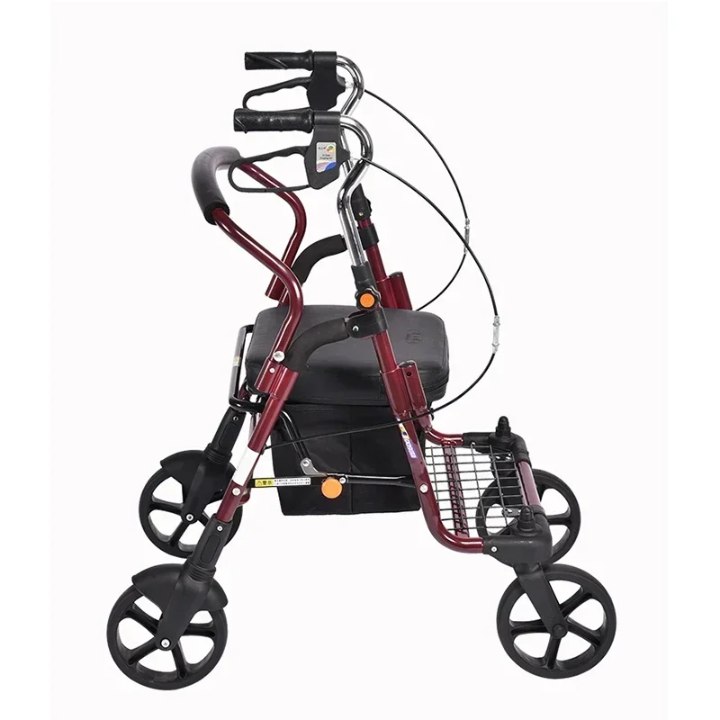Steady Aluminum Alloy Rollator Walker Elderly Shopping Trolley Cart With Armerest And Seat