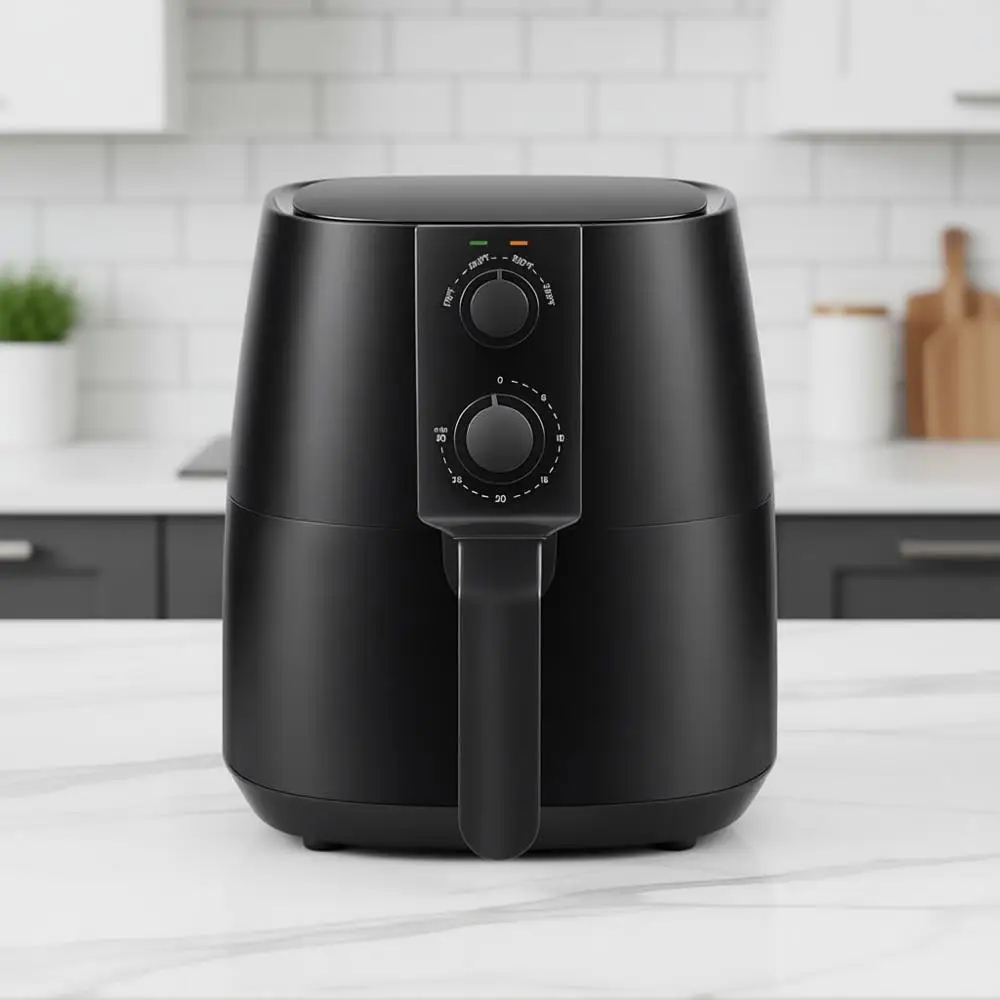 

Электрическая цифровая фритюрница с горячим воздухом, 1350 Вт, безмасляная, с таймером и регулировкой температуры, 4 кварты, черная