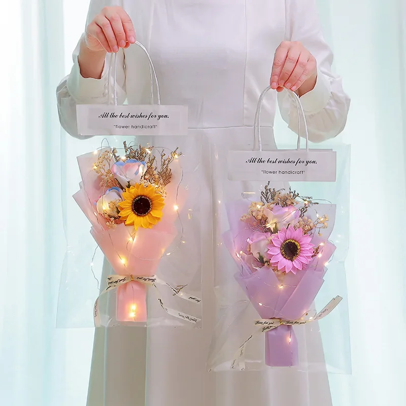 محاكاة زهرة صابون الورد ، باقة زهور نهائية ، نجمة كاملة ، ديكور حفلة منزلية ، أنشطة كشك ، هدايا