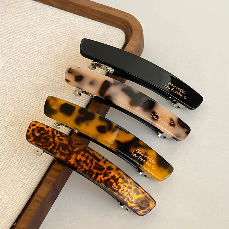 1pc Elegant Leopard Hair Clips Acetate Vintage French Hairpin Colorful Geometric Spring Clips Simple Fashion Hair Accessories