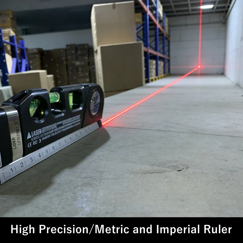 Home Multi-function High Precise Laser Leveling Instrument Steel Ruler Straight Line Laser Level Aligner Vertical Measure Tape