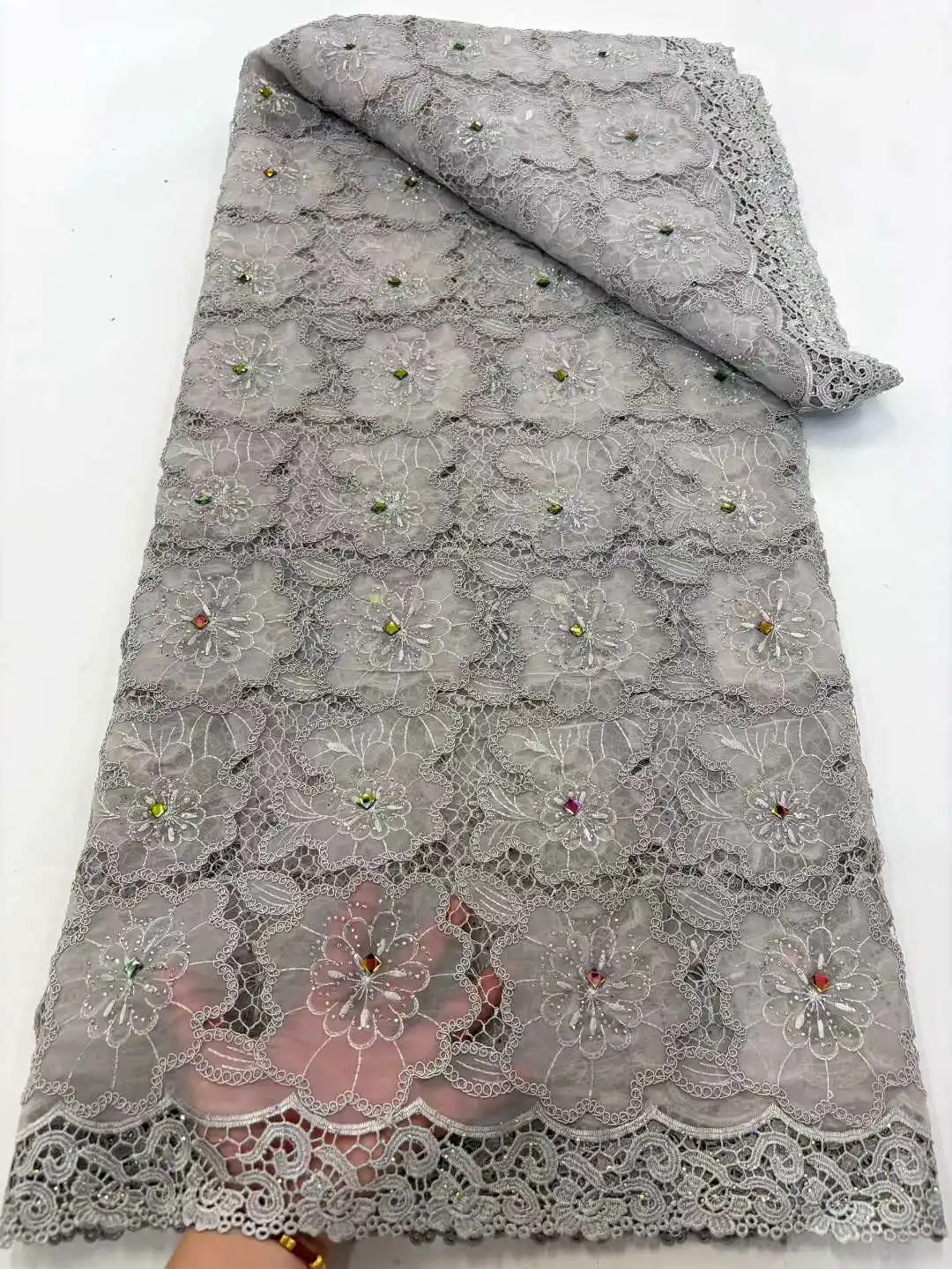 مطرز الأفريقي أقمشة الدانتيل جودة عالية 2025 النيجيري جبر الحبل الدانتيل التطريز صافي الدانتيل السويسري الفوال الدانتيل لفستان الزفاف #5