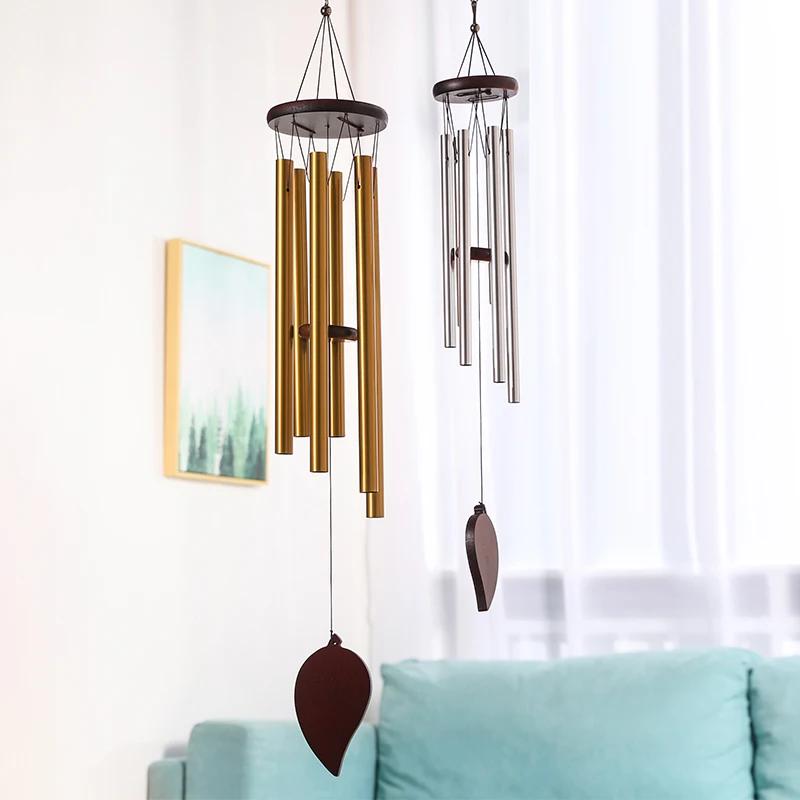 Campanelli eolici in bambù con guscio di cocco naturale a cinque tubi ornamenti pastorali ornamenti per porte regali artigianali in bambù e legno fatti a mano