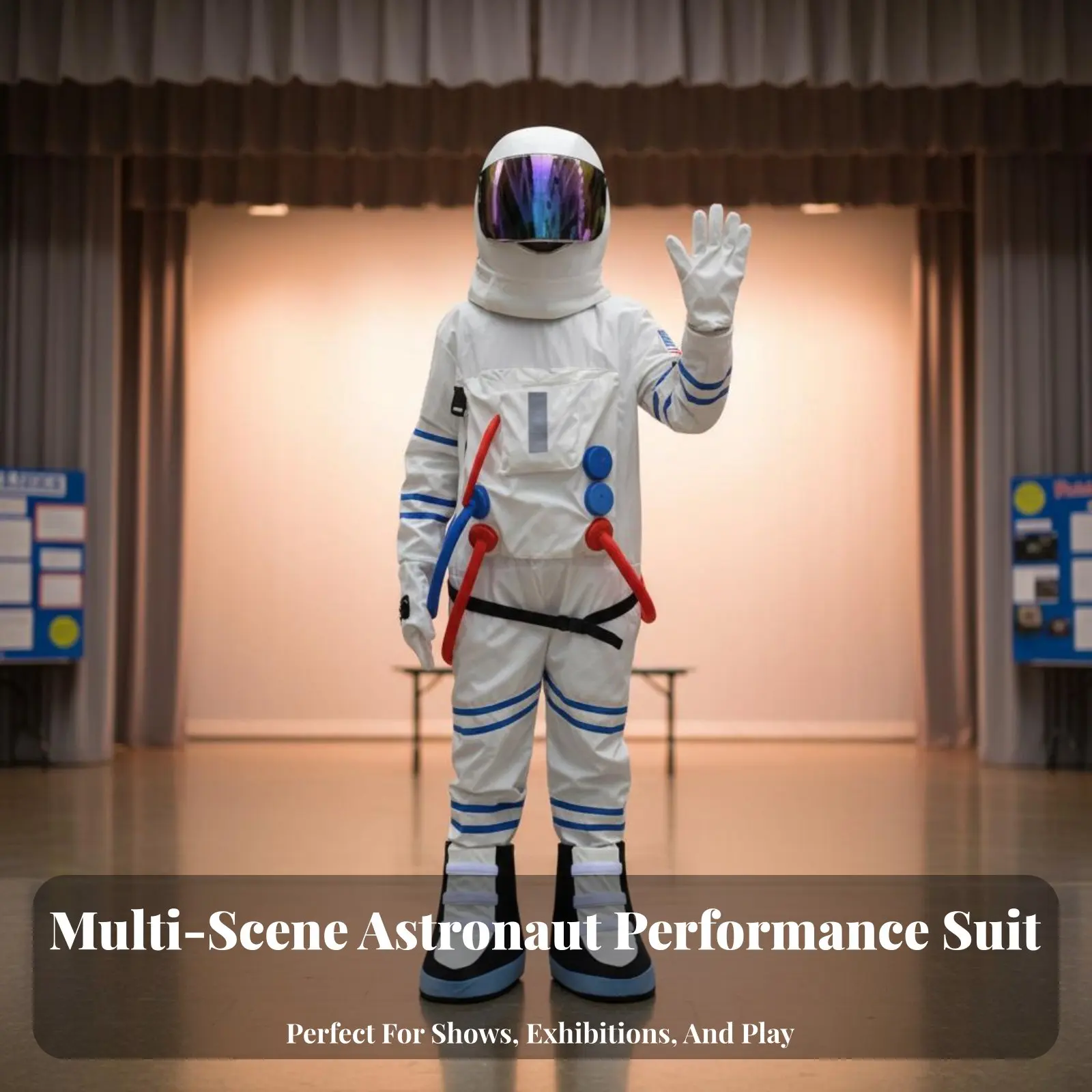 

Костюм астронавта для выступлений, полноразмерный скафандр, костюм космонавта с застежкой спереди, комбинезон для космических исследователей