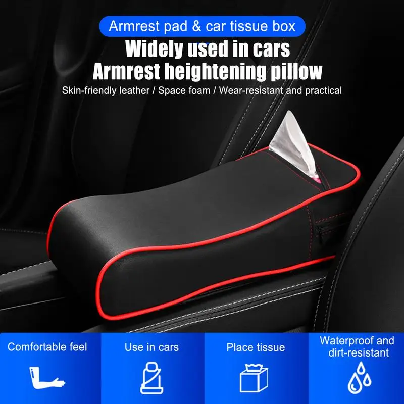 Car Center Console Pad Foam Stuffed Armrest Pad With Tissue Box Long And Short Distance Driving Road Trip Relax Arms Pad For