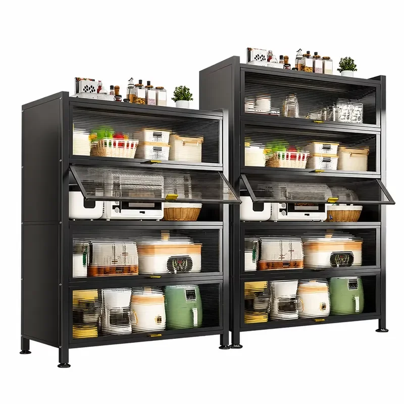 Modern steel kitchen lockers Floor-to-ceiling multi-layer metal kitchen side cabinets Kitchen dust cabinets with clamshell