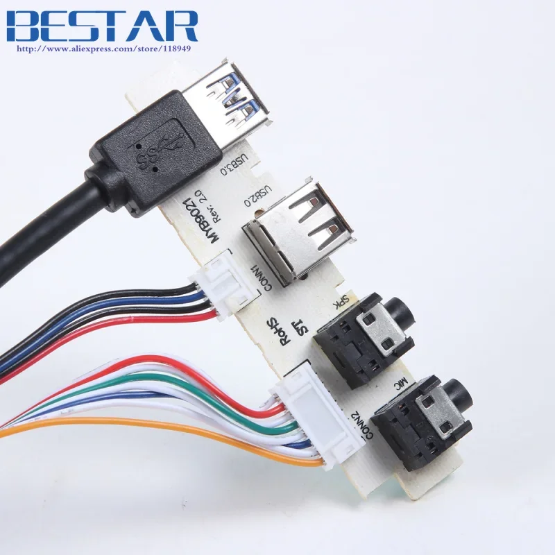Корпус компьютера ПК Передняя панель PCB USB 3.0 + USB 2.0 + разъем Аудиомикрофон + группа SPK Кабель материнской платы