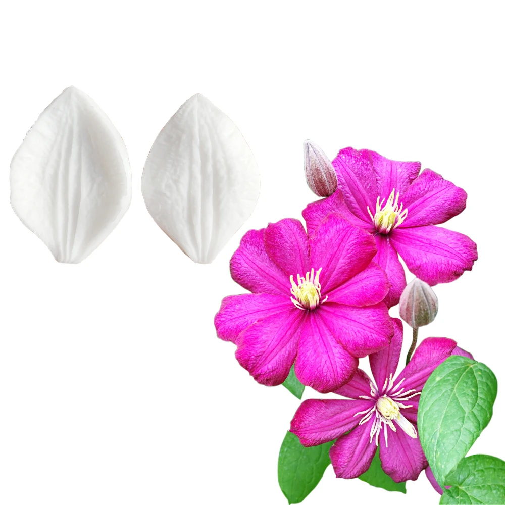 Clematis Flower Petal Veiners Silicone Molds Sugarcraft Resin Art Clay Cold porcelainWater Paper Marshmallow Earring Tools CS282
