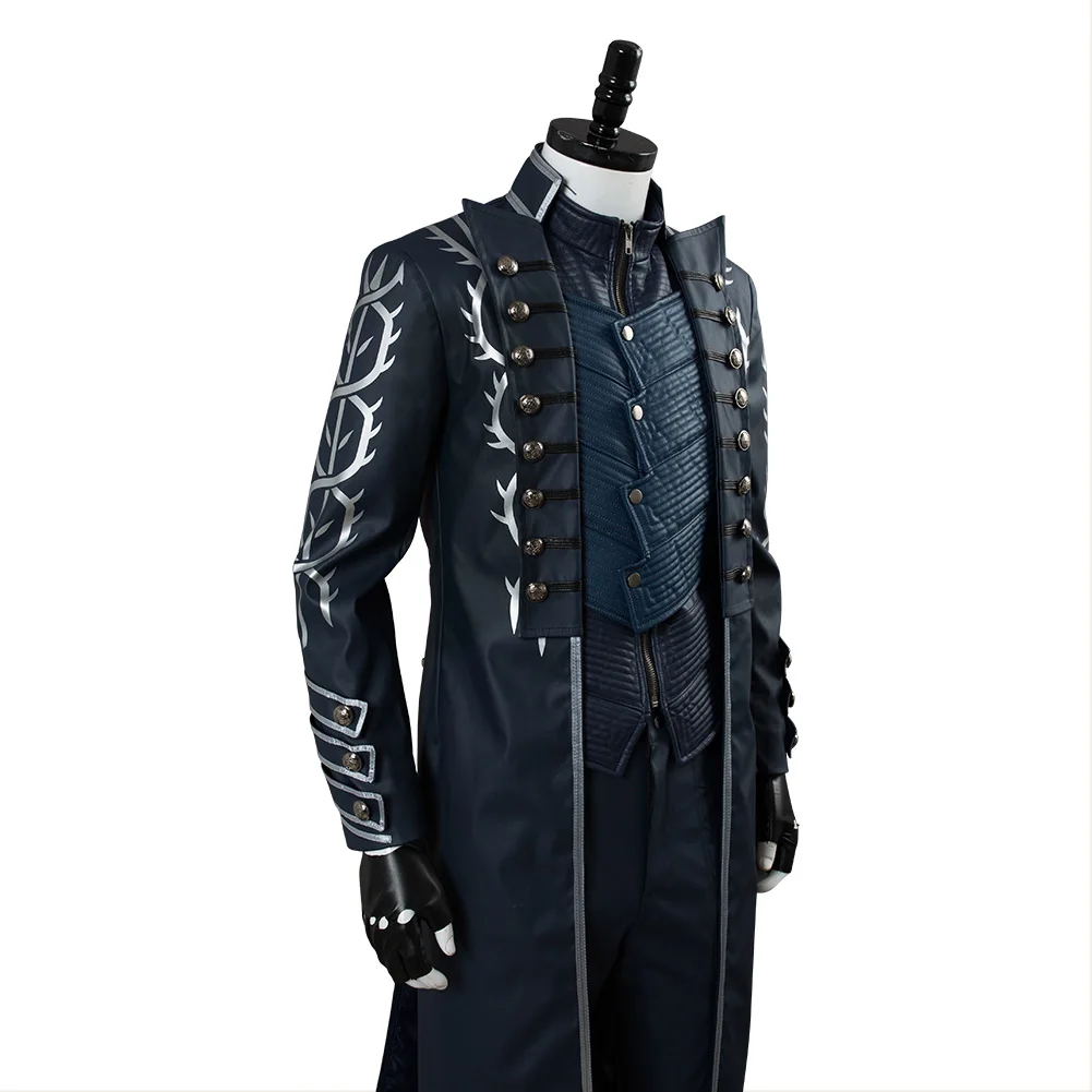 Vergil Cosplay Fantasy Gloves Outfits Game DMC 5 Costume Disguise Full Set Boys Adult Men Halloween Roleplay Fantastia Suit Male