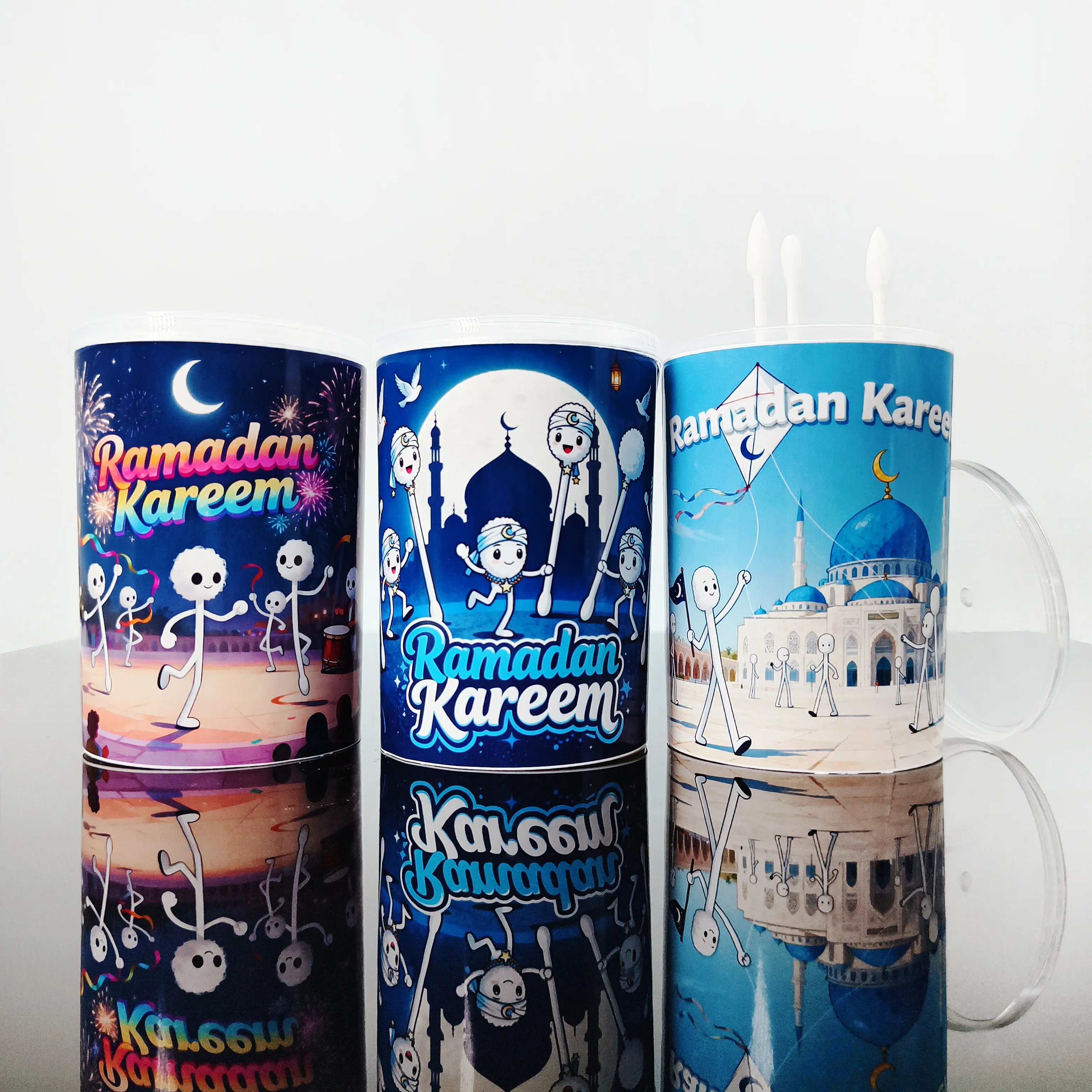 300PCS/500PCS 중추절 테마 면봉, 뾰족한 둥근 성인용 면봉, 휴일 선물용 면봉