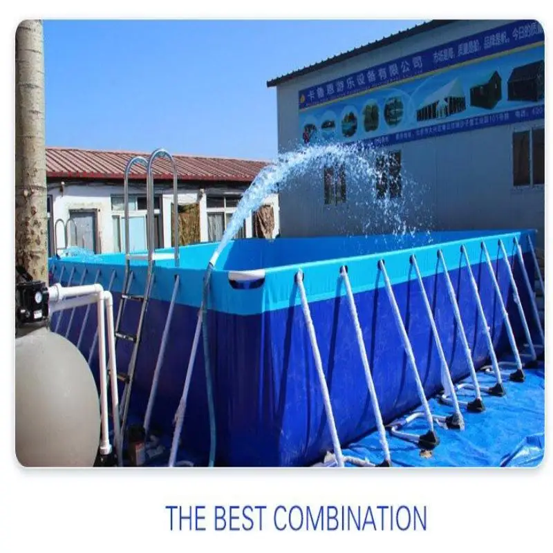 Popular Large Customized Swimming Inflatable Slide Pool with Frame