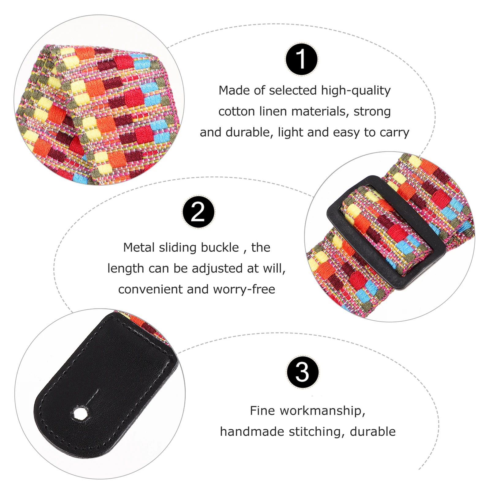 

Guitar Strap Belt Adjustable Ukulele Colorful Polyester Instrument Accessories Widened Thickened Durable Waterproof Breathable