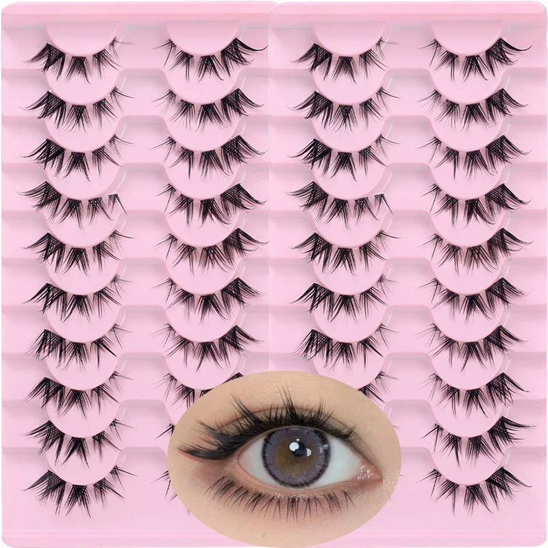 10Pairs Cat Eye False Eyelashes Faux Mink Eyelashes Winged End Eye Elongated Eyelash Fake Lashes Soft Natural Full Strip Lashes