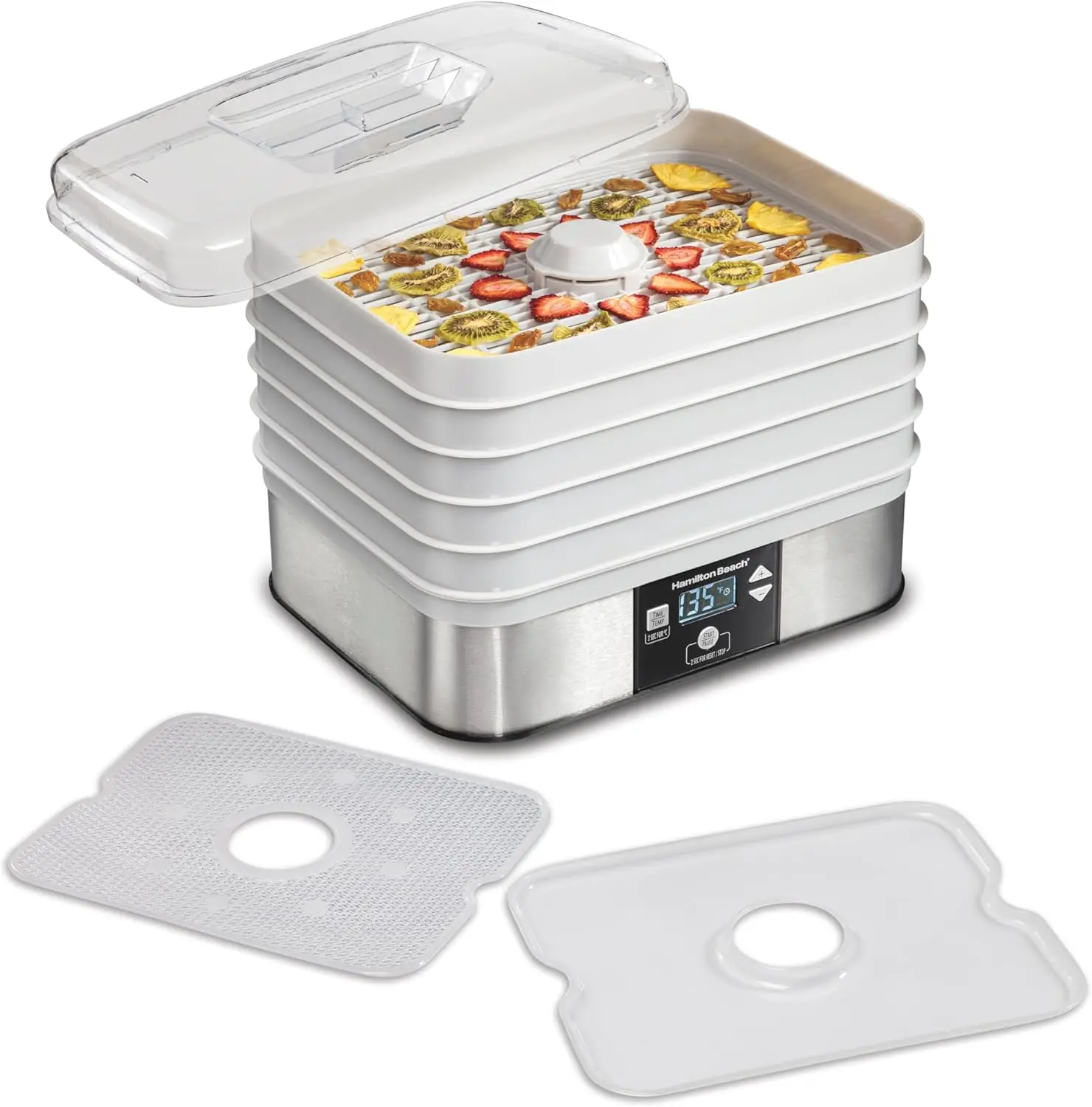 

Digital Food Dehydrator with 5 Trays, Adjustable Temperature, 48H Timer, Auto Shut-off, Grey