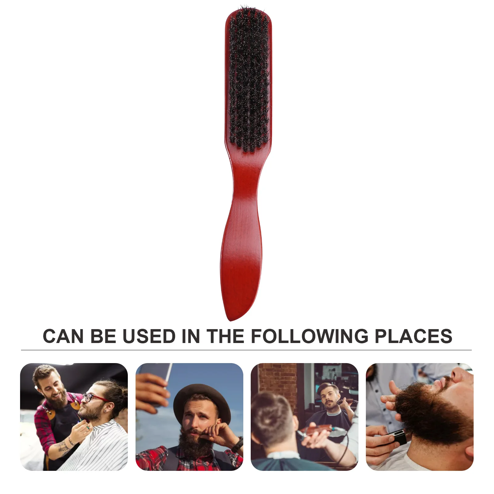 

1Pcs Solid Wood Pig Bristle Beard Brush Portable Styling Cleaning Brush Professional Beard Grooming Tool Men Gift