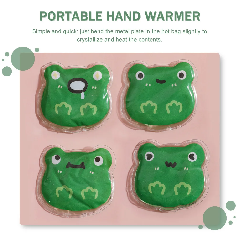 Calentadores de manos en forma de rana, bolso cálido reutilizable con autocalentamiento, calor instantáneo para invierno, exterior, portátil, pequeño calentador para acampar, 4 Uds.