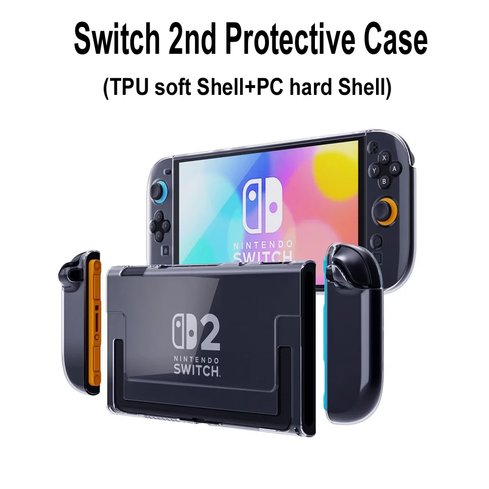 Case for Switch 2 TPU Grip + PC Middle Frame, Dual-material Design Comfortable Hold Solid Protection Durable Portable Protector