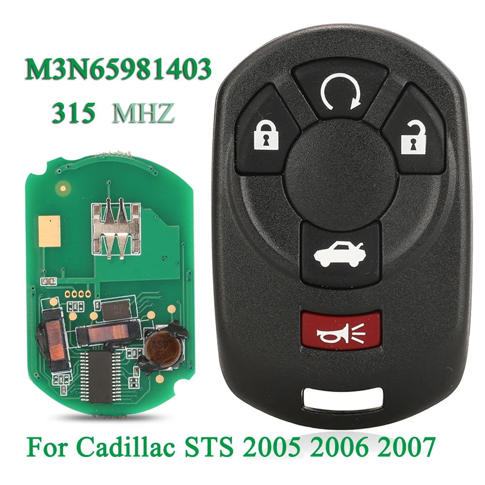 

jingyuqin 5 Buttons M3N65981403 315MHz Smatt Remote key Keyless Entry For Cadillac STS 2005 2006 2007 Fob Car KeylessGo