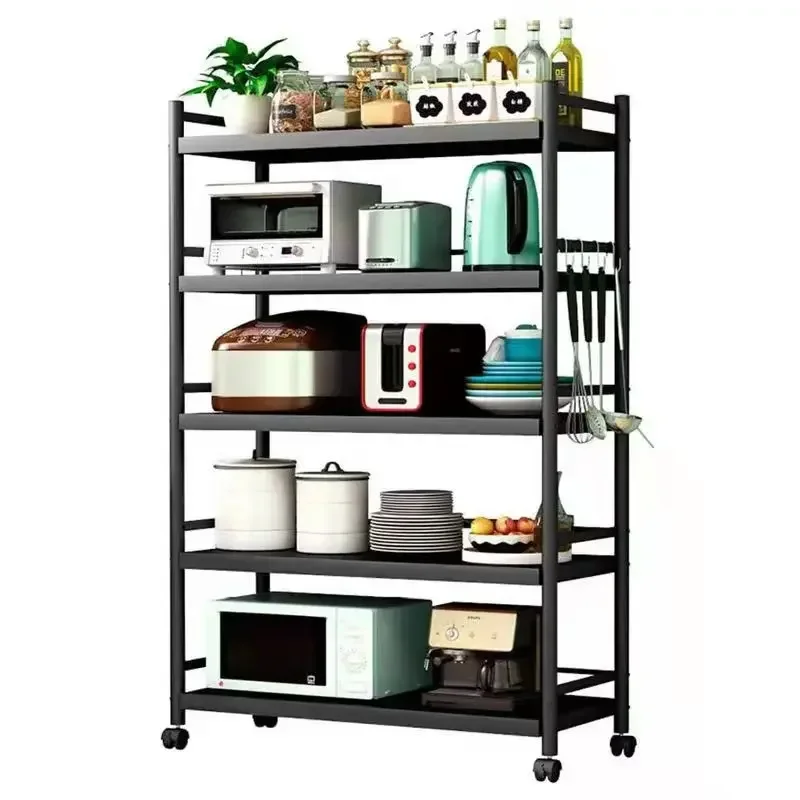 

New Black Kitchen Shelf Floor Three-Layer Household Modern and Simple Removable Oven Storage Pot Rack Wholesale Dish Rack