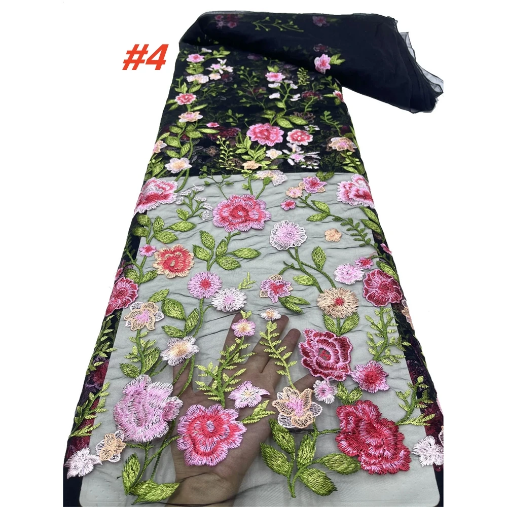 الجملة الفرنسية الفاخرة شبكة نسيج دانتيل مطرز 2025 جودة عالية النيجيري الأفريقي زهرة تول صافي الدانتيل لفساتين النساء