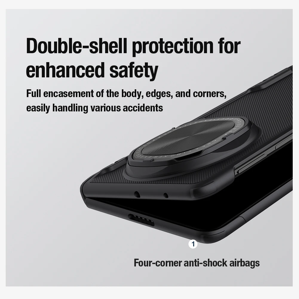 حافظة NILLKIN Super Frosted Shield Prop المغناطيسية لهاتف Huawei Mate X6، حامل غطاء العدسة، متوافق مع MagSafe، هيكل كامل للكمبيوتر الشخصي