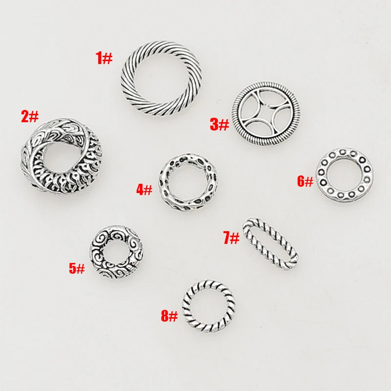 1 Pack Tibetan Metal Round Close Rings Slide Connectors Multi Size Bracelets Circles Spacer Buckle Hoops DIY Jewelry Accessories