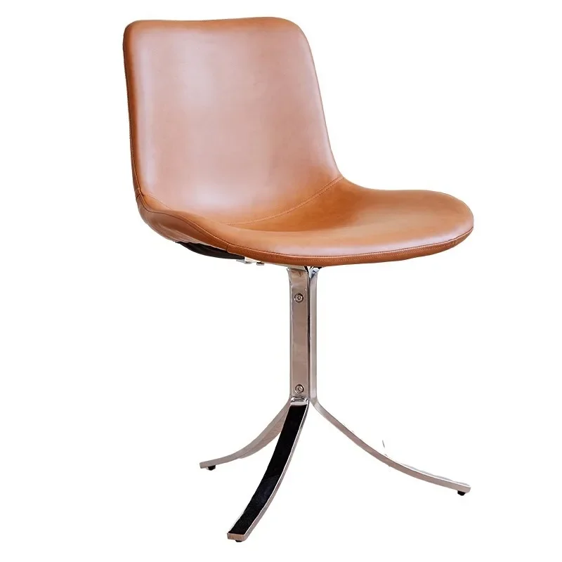 Medieval dining chair, home Nordic light luxury desk retro negotiation backrest stool, small apartment medieval leather chair