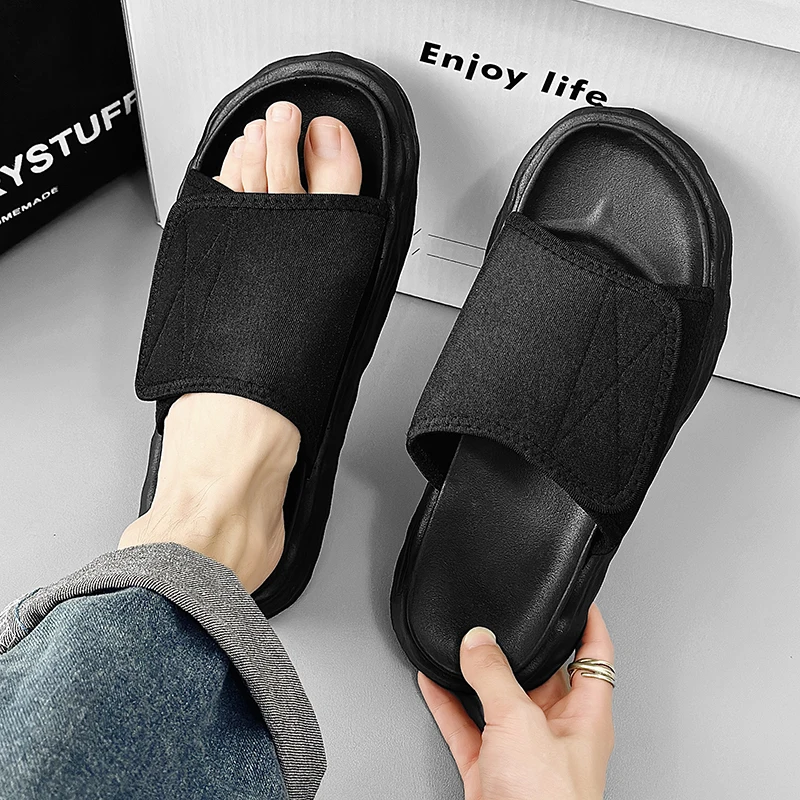 Fashion 2023 Men Beach Sandals Velcro Slippers Outdoor Design Soft Sole Slides Men Casual Shoes Flip-flops Home Slippers Sandals