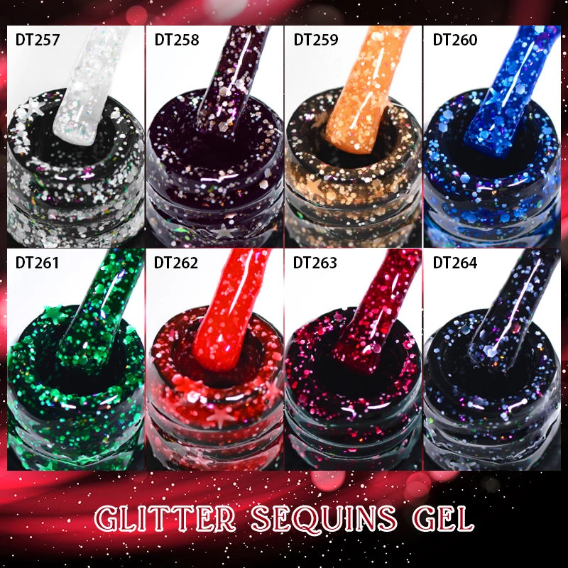 MEET ACROSS 7ml paillettes Gel vernis à ongles brillant noël paillettes hiver couleur Semi Permanent tremper Nail Art vernis manucure