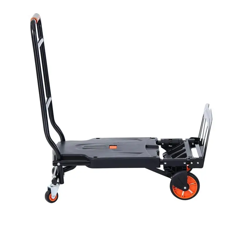 2-in-1 Folding Hand Truck, 136kg Load Capacity, Aluminum Alloy & Carbon Steel, Platform Trolley for Loading & Transport Tasks Indoors & Outdoors