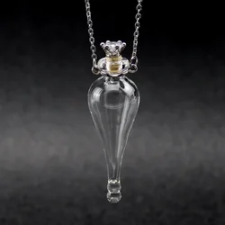 Vintage Magic Glass Wishing Drifting Bottle Cork Potion Lucky Transfer Amulet DIY Necklace Couple Holiday Pendant