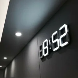 Grande horloge murale numérique LED 3D avec télécommande, réveil, heure, date, affichage de la température, horloge murale et de table, design moderne