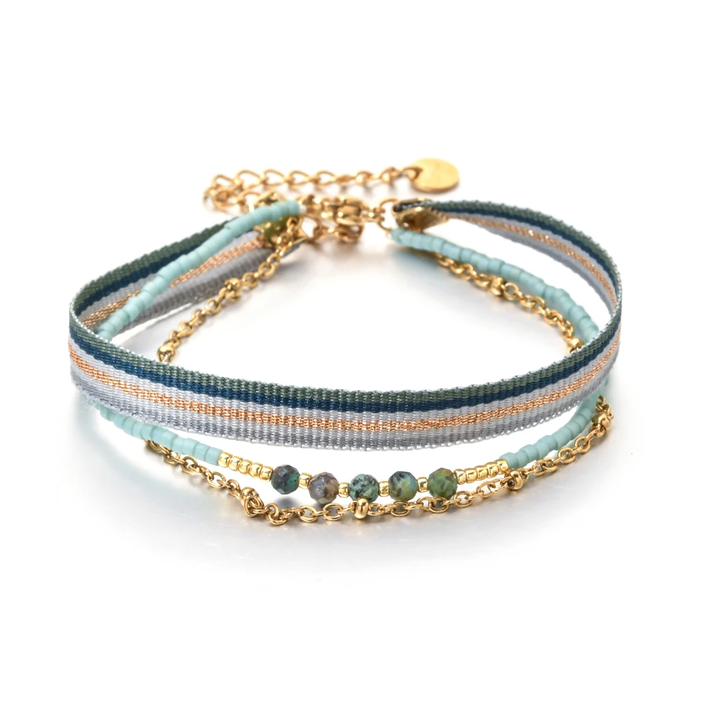 New Design Stone Bracelet Women Jewellery Bracelets Gift Colombia Jewelry Boho Multilayer Friendship Pulseras Femme