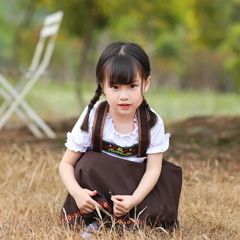 

Halloween Carnival Stage Show Child Traditional Oktoberfest Dress German Bavarian Beer Wench Costume Girl Maid Cosplay Dress