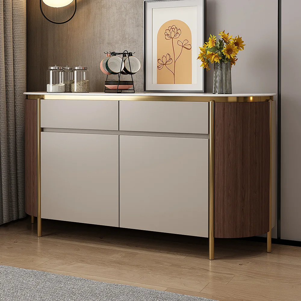 Light luxury medium and ancient style dining side cabinet household paint entry door partition cabinet living room large
