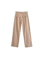 Women Fashion With Pockets Satin Cargo Pants Vintage High Waist Zipper Fly Female Trousers Mujer - Image 3