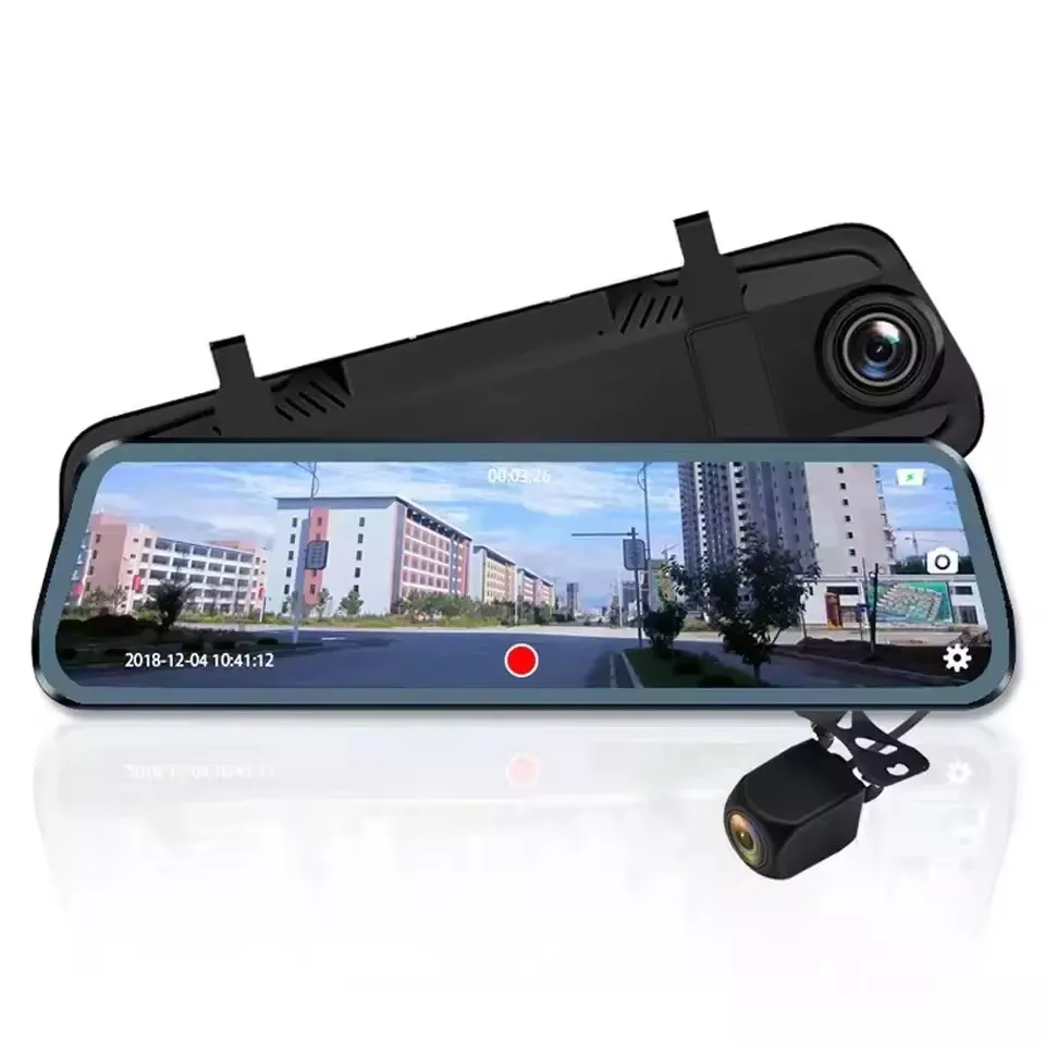 9.66 Inch 4K Rearview Dual DashCam 2 Channel 4K Dashcam Mirror Recorder Video Recorder WIFI GPS App WDR Factory Wholesale