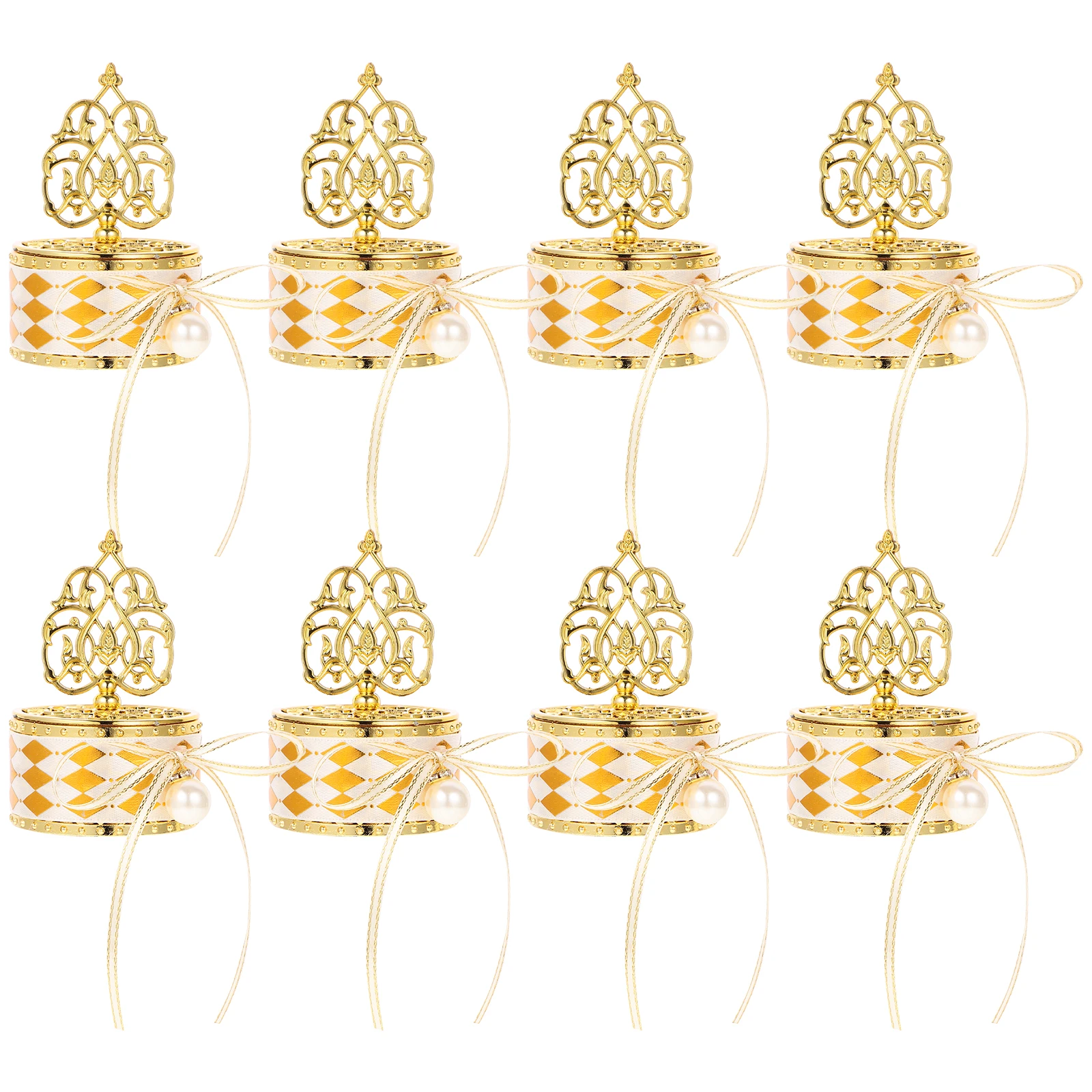 

12 Pcs Butterfly Bow Decorative Boxes Golden Round Reusable Packing for Wedding Party Jewelry