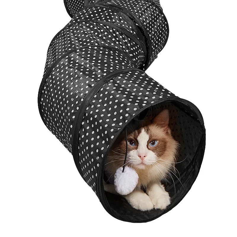 Pet Cat Tunnel S-shape Collapsible Hole Indoor Outdoor Tube Kitty Tunnel Cat Pet Toy Space-Saving Cat Training Toy