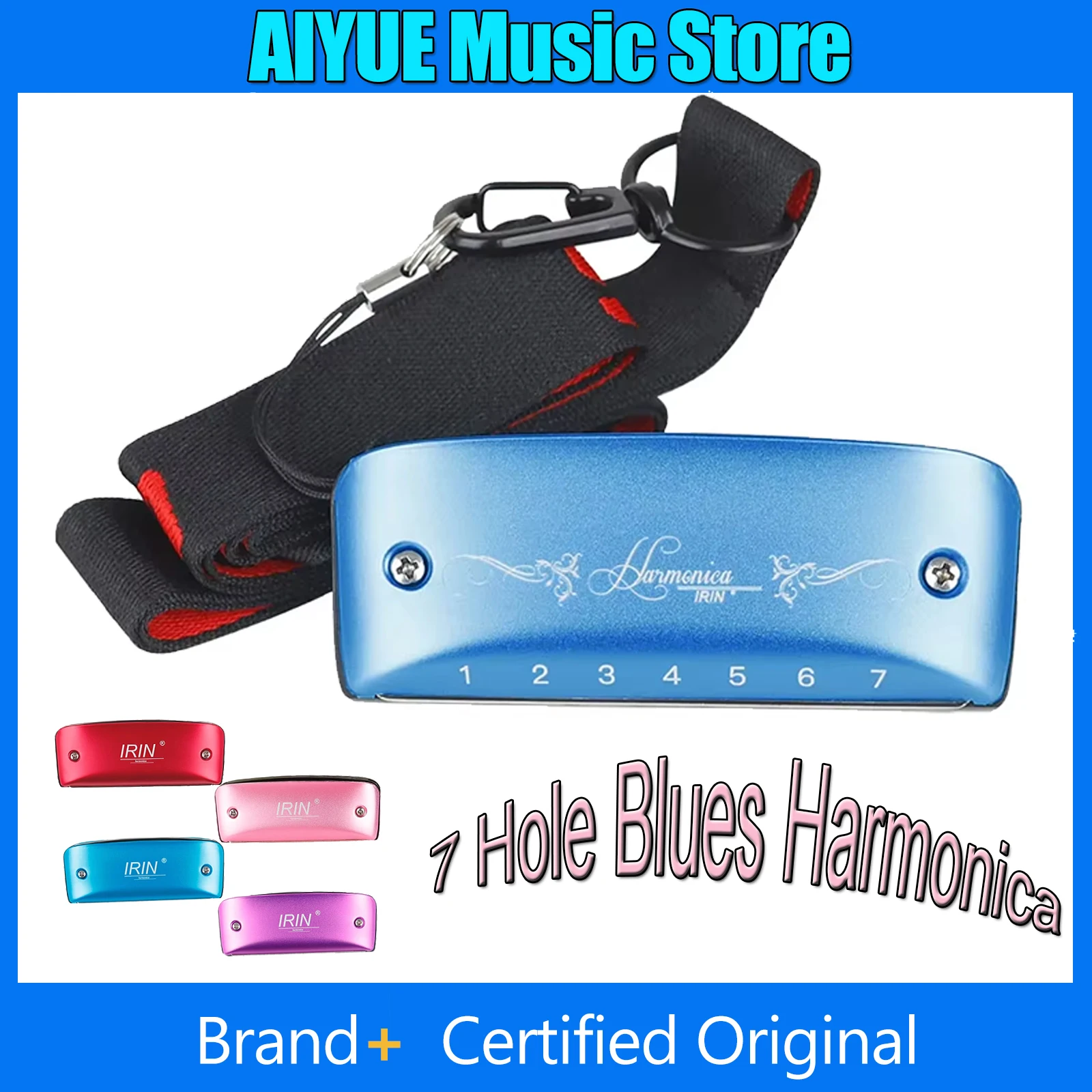 

IRIN 7-луночная блюзовая гармошка D Key блюзовая арфа подходит для начинающих, практика исполнения, хорошее качество, деревянный духовой инструмент